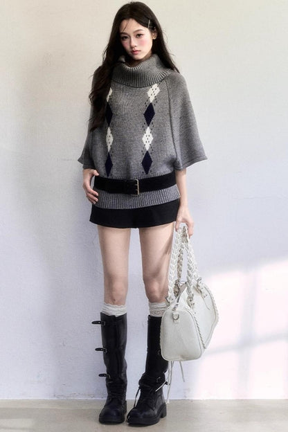 Retro Diamond Wool Knit Sweater
