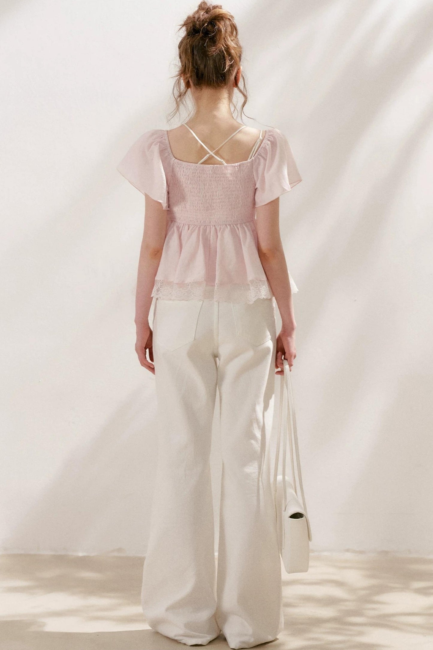 Tencel Lace Flutter Sleeve Blouse