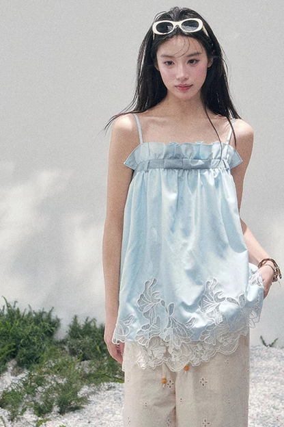 Bouquet-ähnliches Spitzen-Babydoll-Oberteil