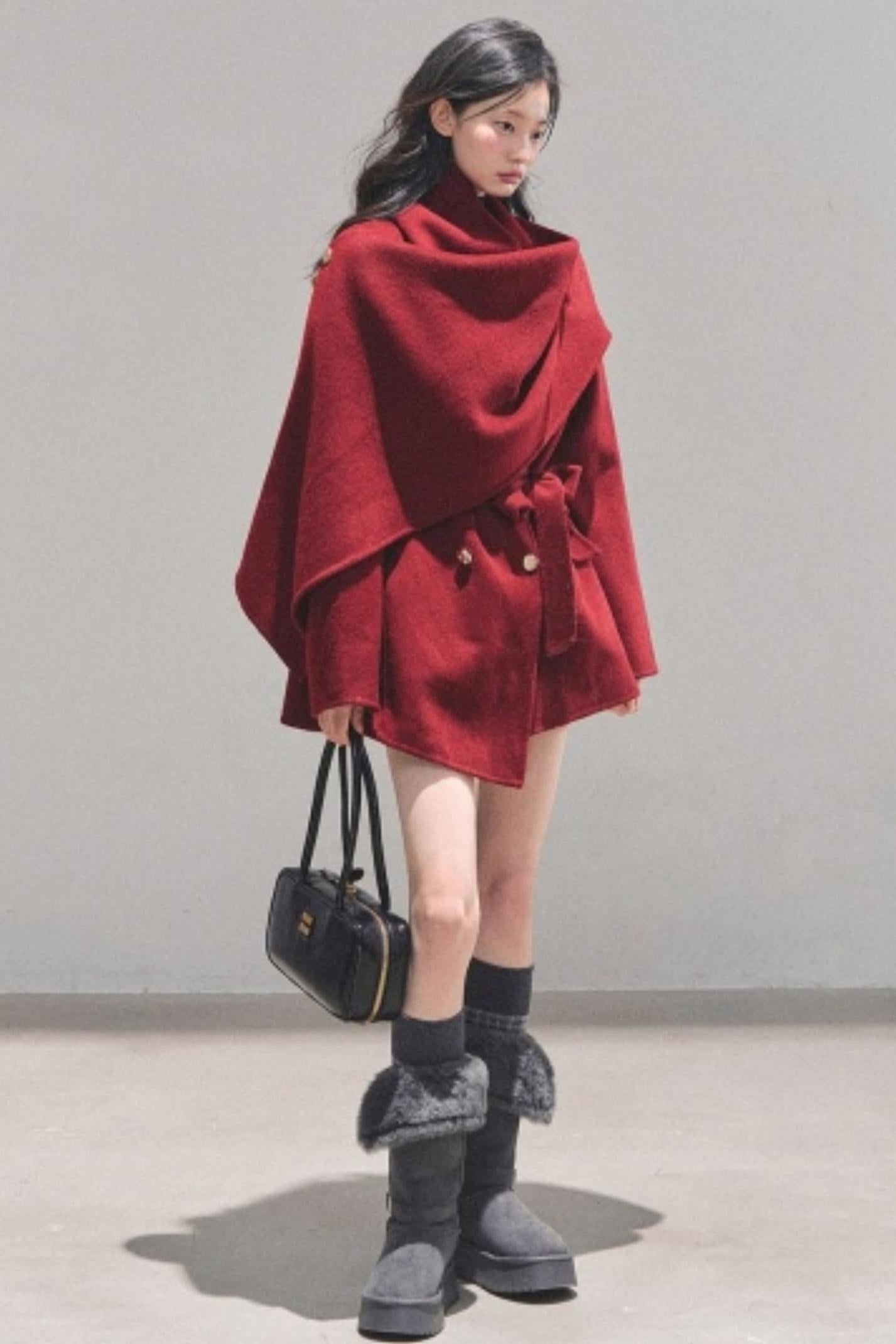 Winter Plaid Wool Coat