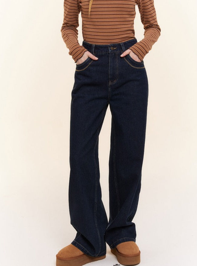 RETRO LOOSE AND SKINNY WIDE-LEG JEANS PANTS