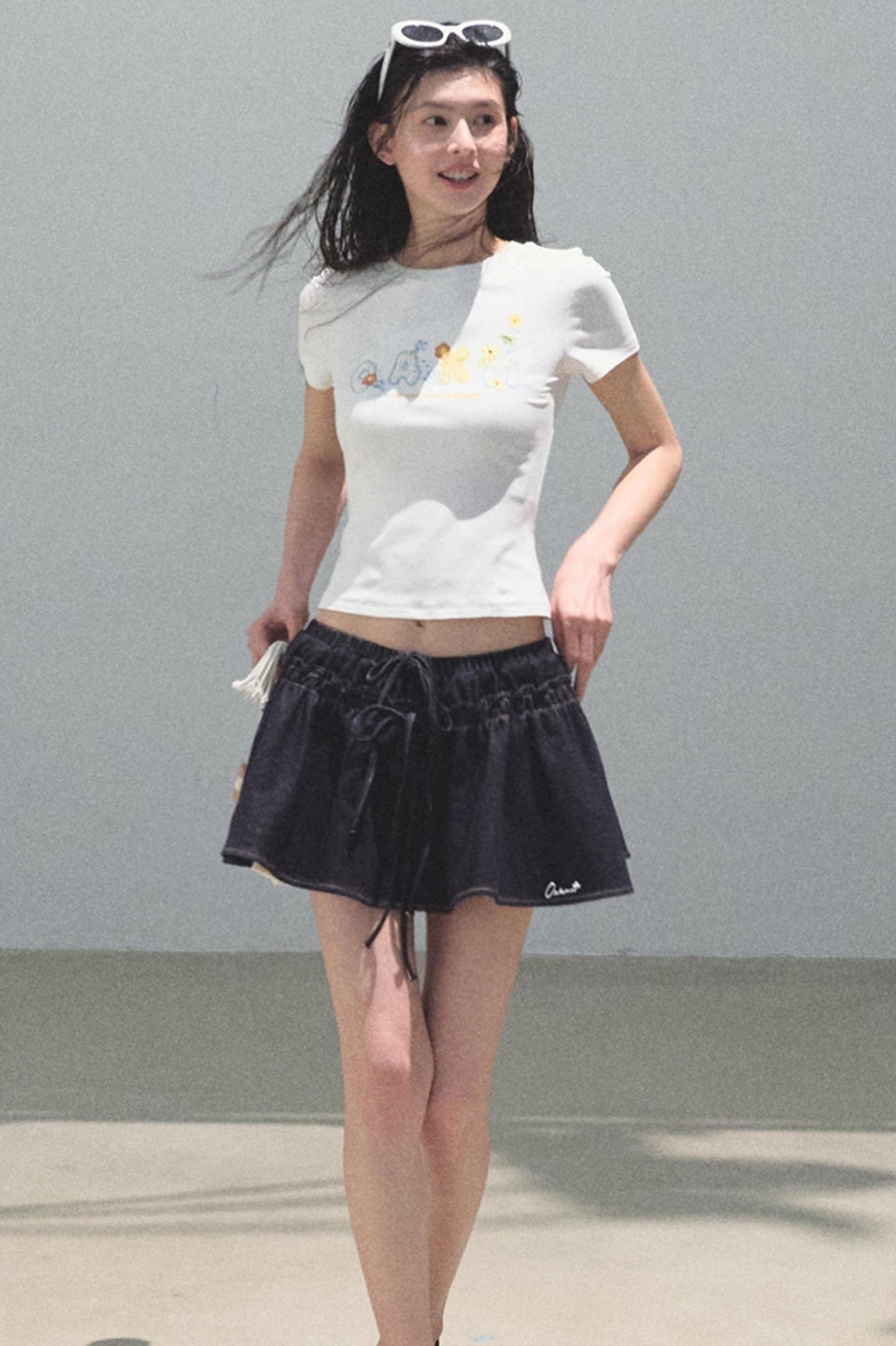 Embroidered Puffy A-Line Skirt