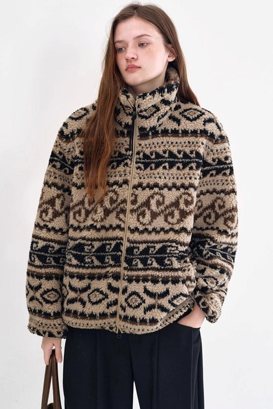 Fair Isle Faux Shearling Jacket