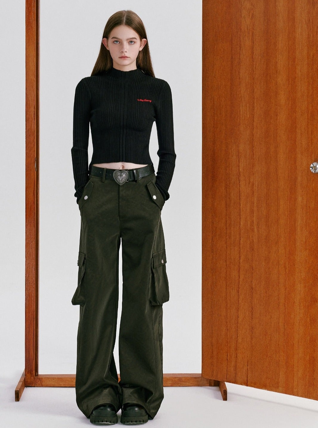 Pocket baggy leather pants