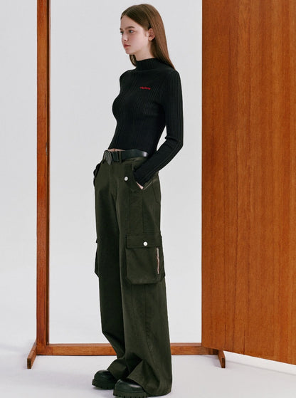 Pocket baggy leather pants