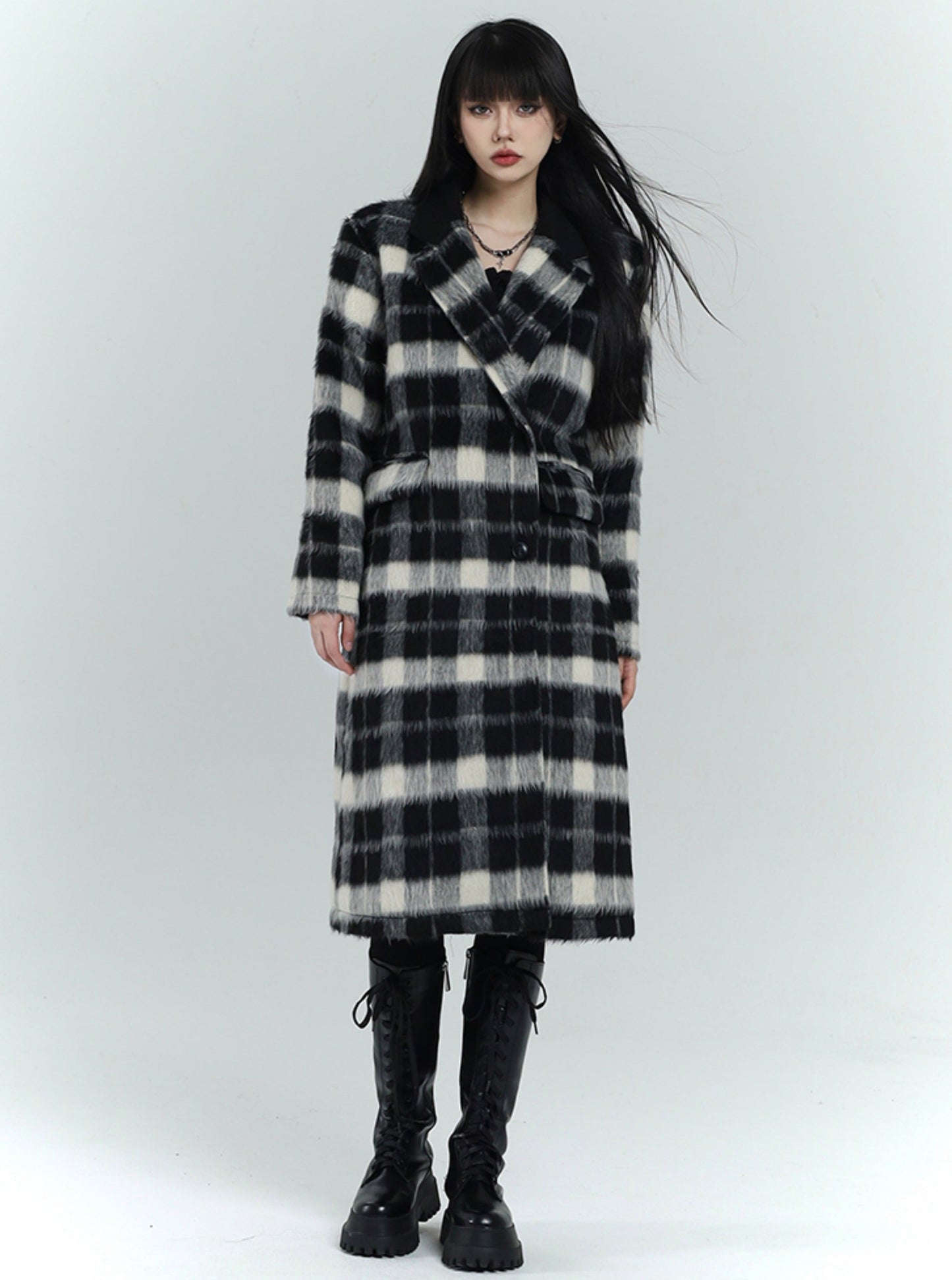 Plaid Tweed Coat Jacke