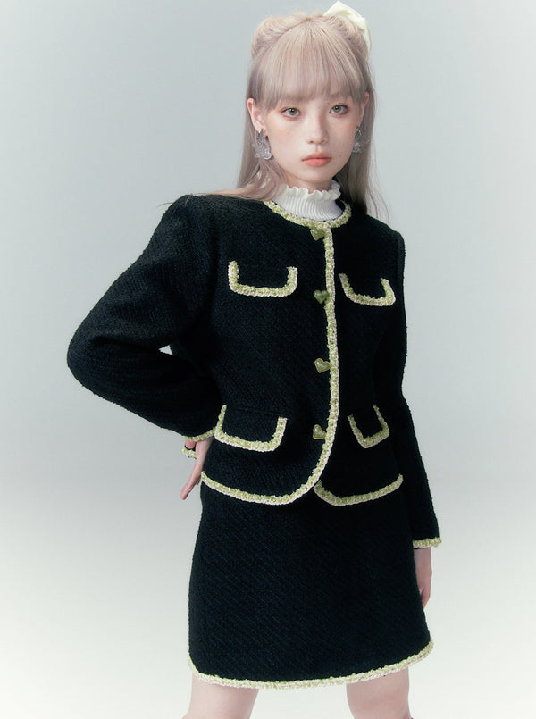 Wool Tweed  Suit Short Skirt Sets