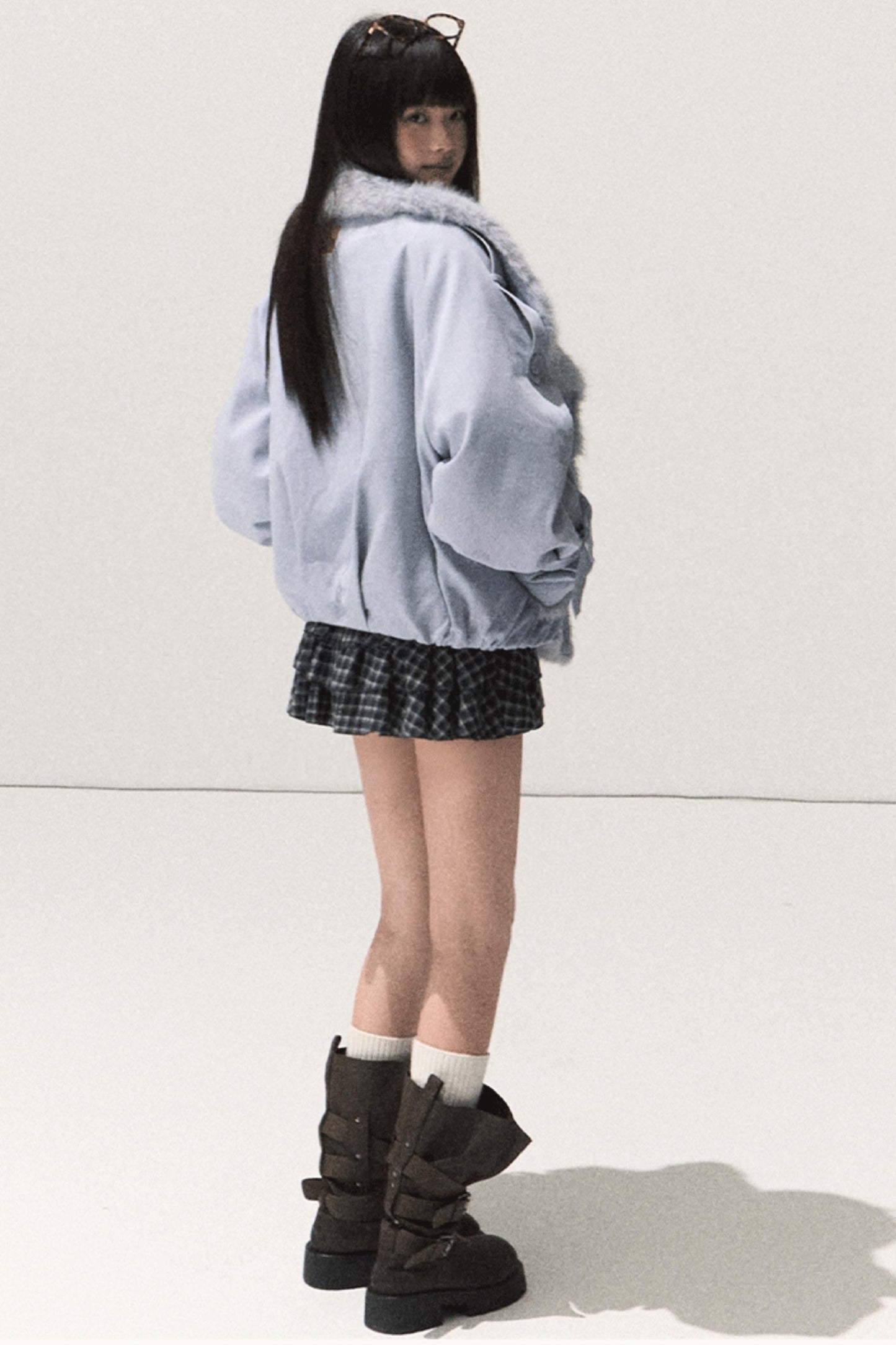 Shrine Plaid Woolen Cake A-Line Skirt