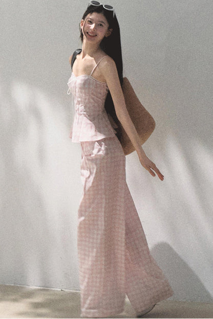 Wide-Leg Tencel Hemp Pants Set-Up