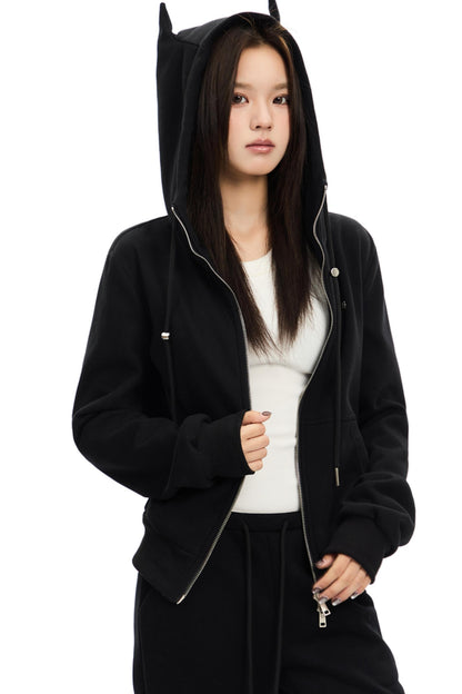 Double Zipper Short Hooded Jacket