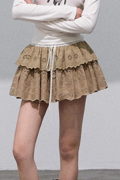 Lyocell Embroidered Puffy Cake Skirt
