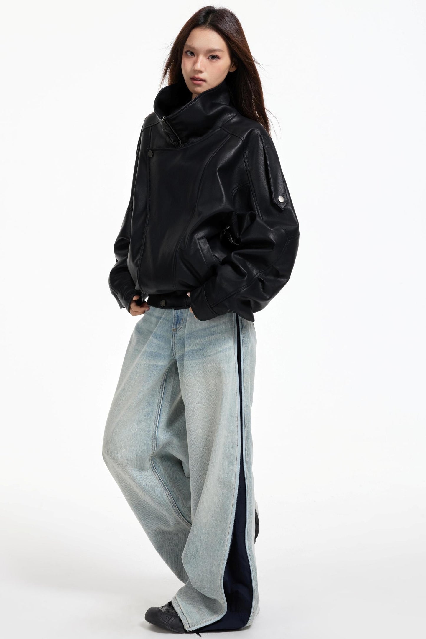 Leather Stand-Up Jacket