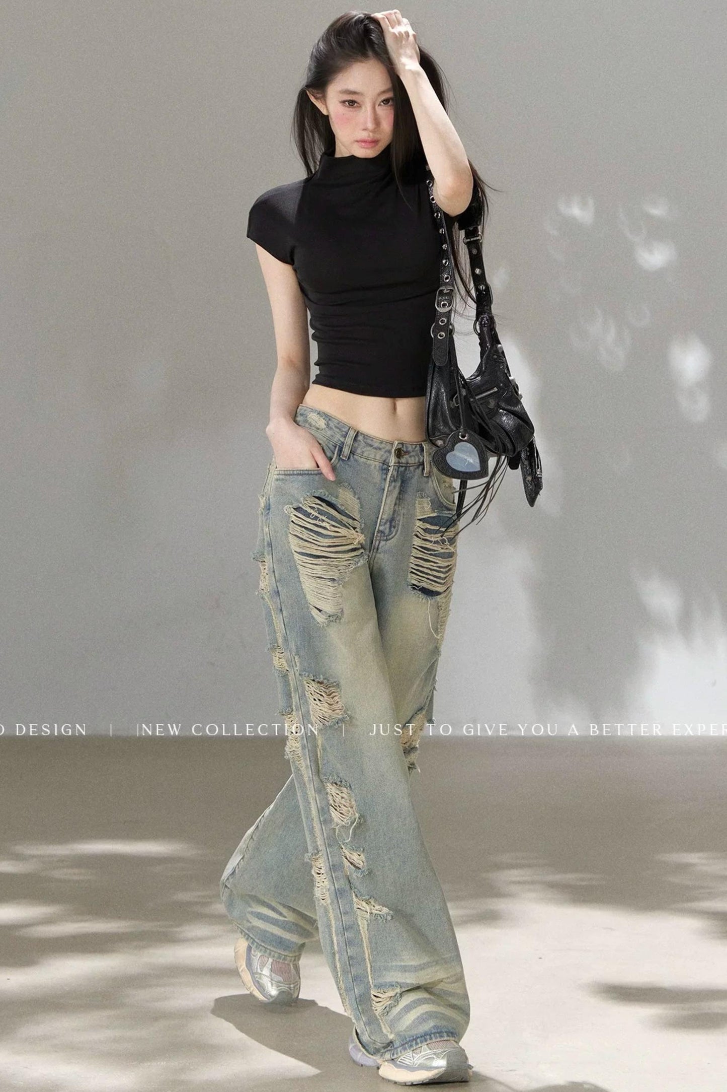 Retro Ripped Denim Pants