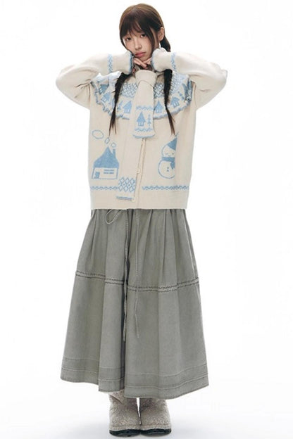 Elastic Cotton Dimensional Skirt