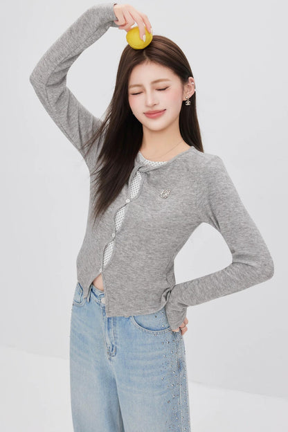 Hollow-Out Polka Dot Blouse Set-Up