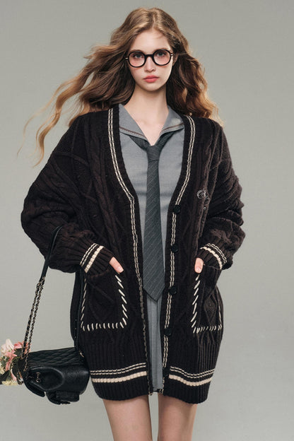 Es lebe die Milchstraße [21.9 20:00] "Mood Old Collection" warme oversized Pulloverjacke zweifarbig bestickt