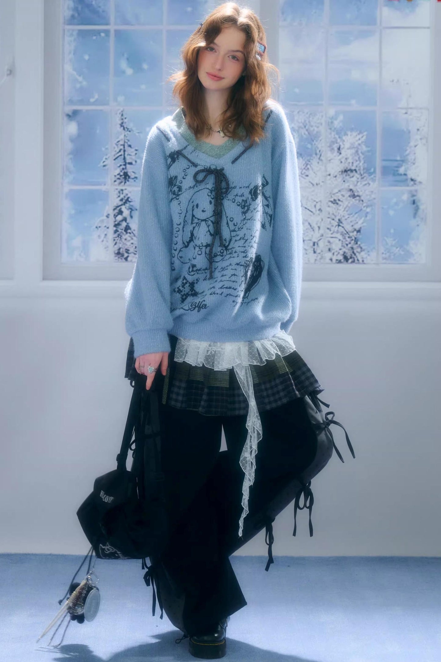 Velvet Rabbit Print Sweater