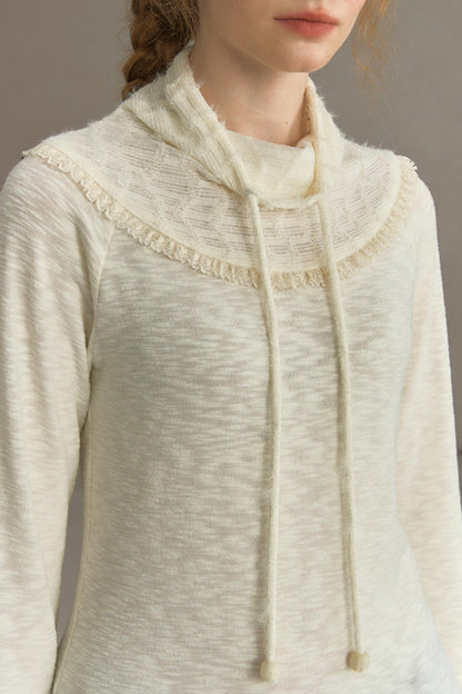 Stacked Knitted Lotus Leaf Long Top