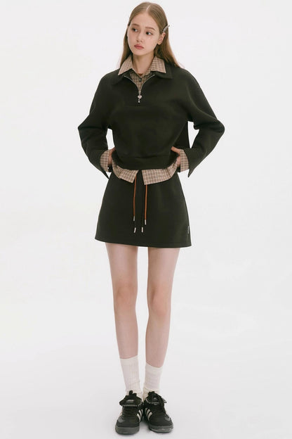 Korean Style Patchwork Plaid Skirt