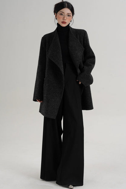 Charcoal Black Wool Coat