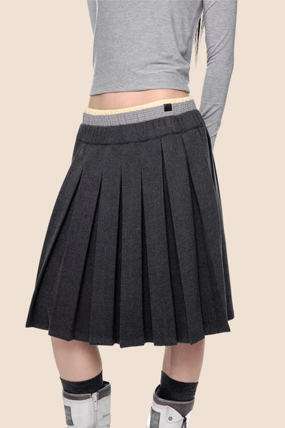 Plaid Patchwork Wool Skirt