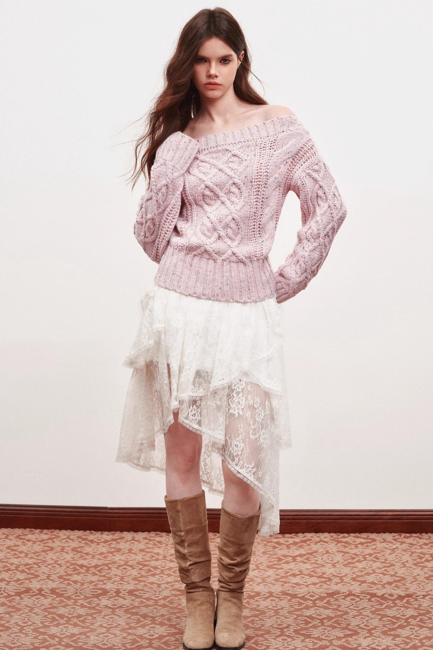 Irregular Striped One-Shoulder Sweater