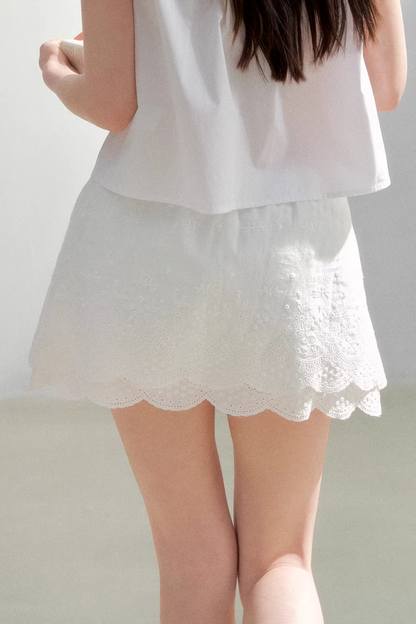 Pure White Embroidered Skirt