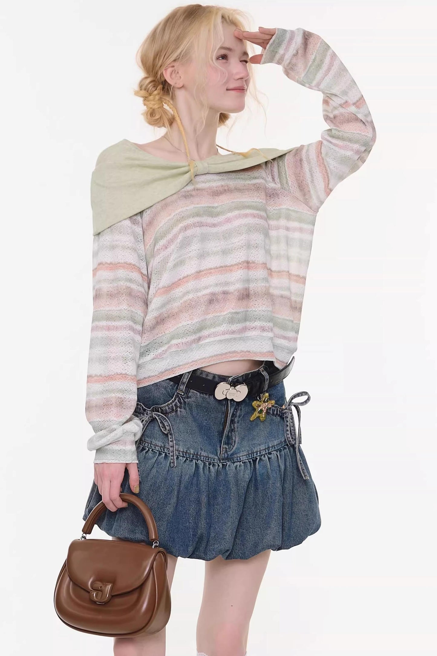 Spring Mist Striped Knit Top