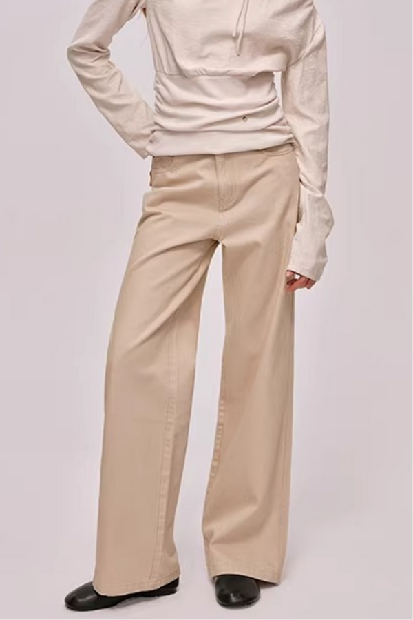 Custom-Dyed Apricot Denim Pants