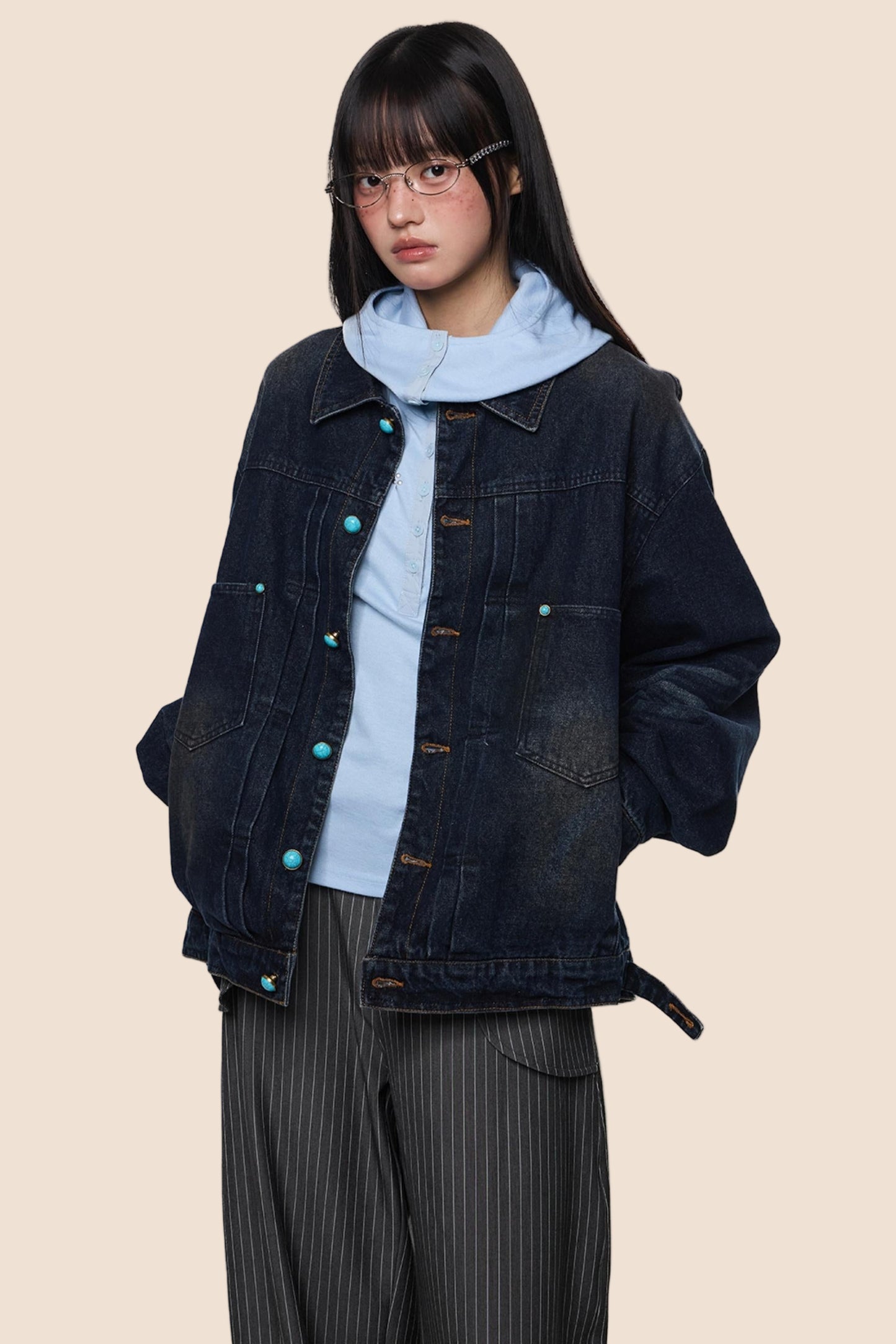 Washed Cargo Denim Jacket