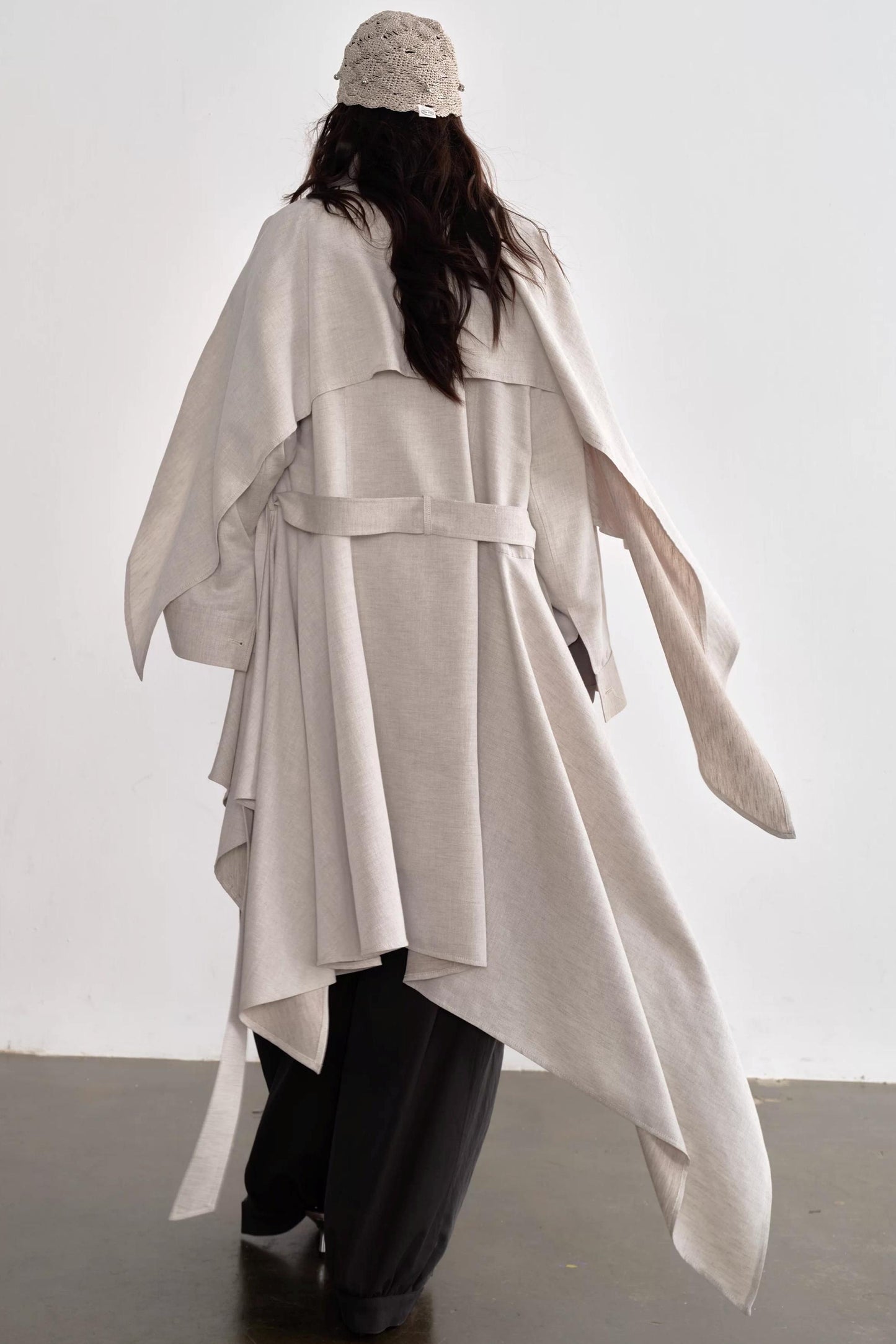 Gypsum White Linen Trench Coat