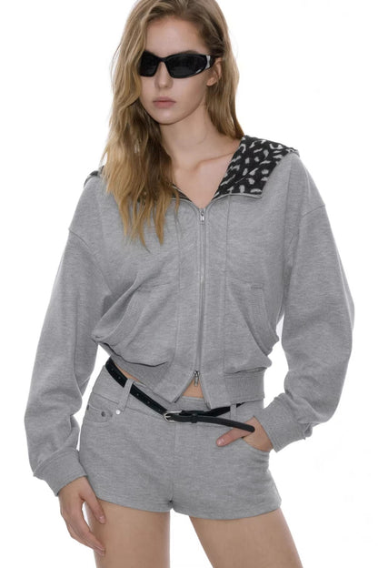 Leopard Print Hooded Jacket