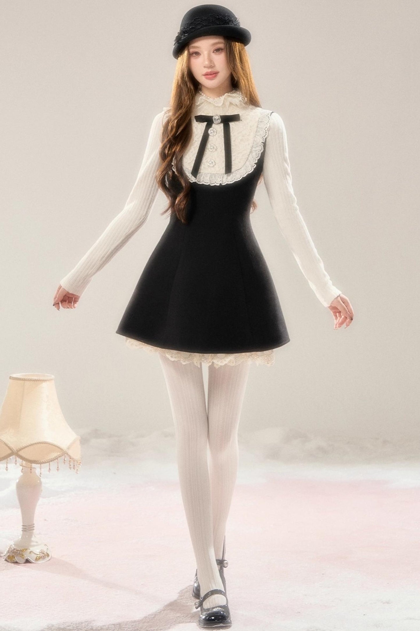 Elegant Woolen Lace Dress