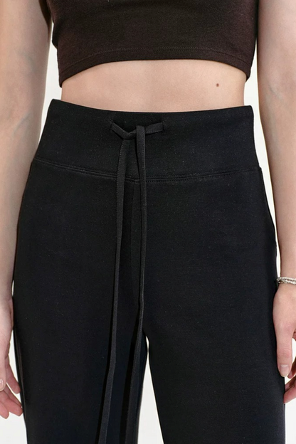 Black Straight-Leg Flared Pants