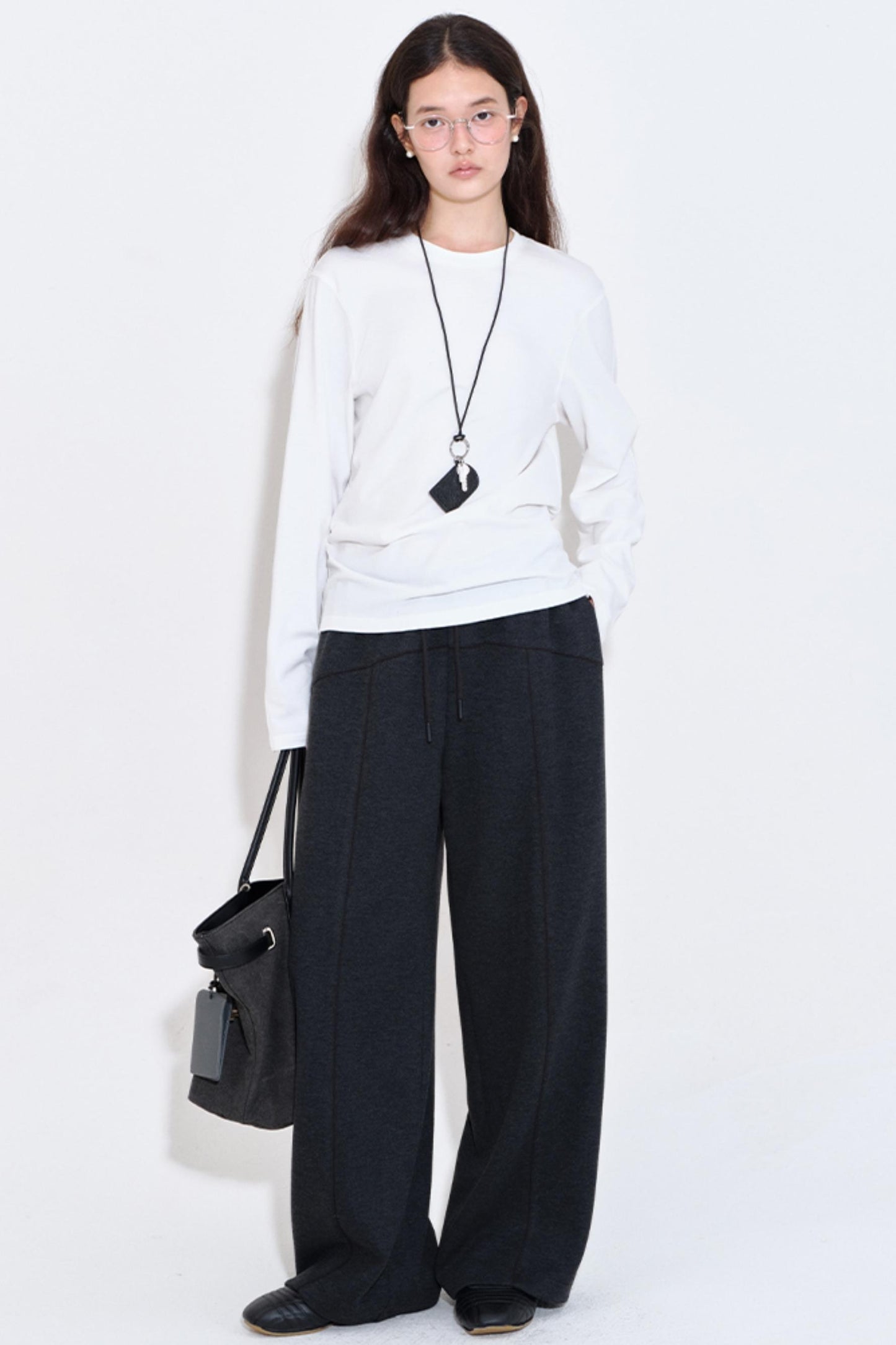 Split Line Stitching Loose Straight Pants