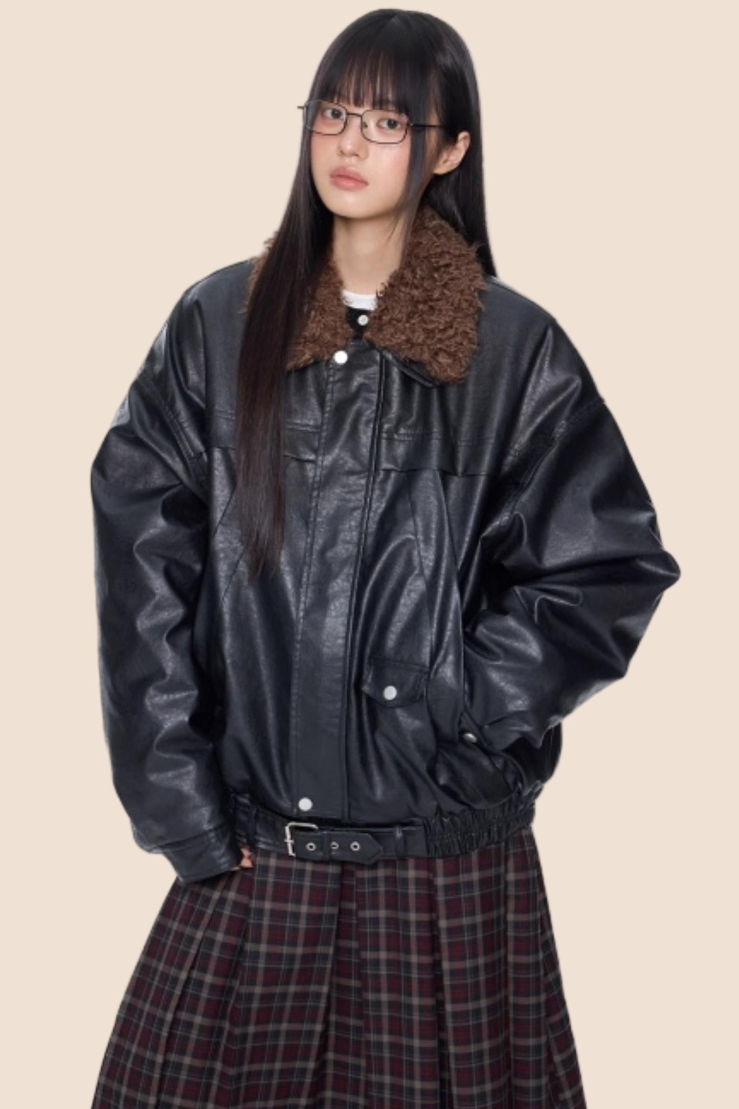Fur Collar Leather Jacket