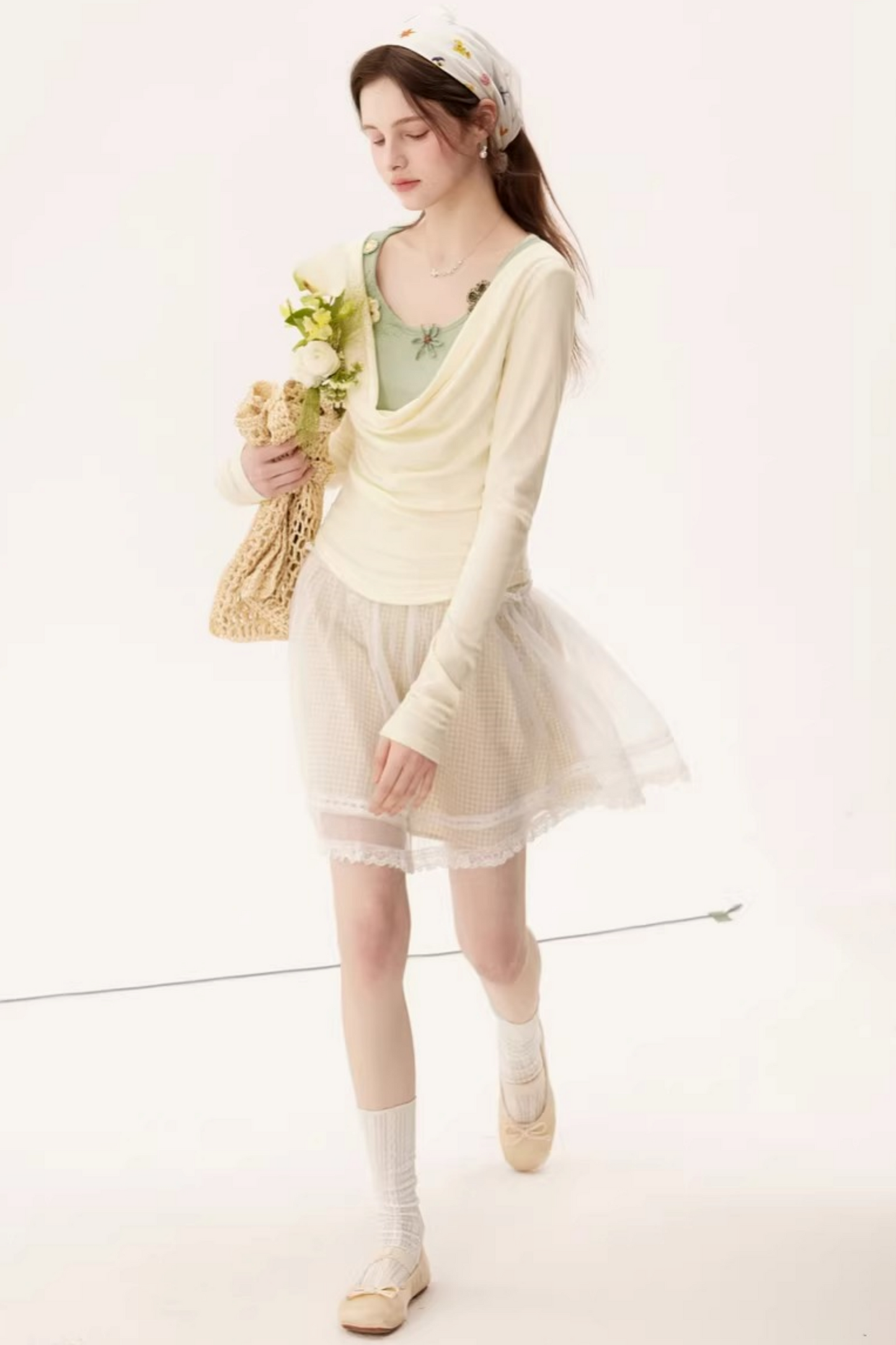 Faux Floral Knitted Top