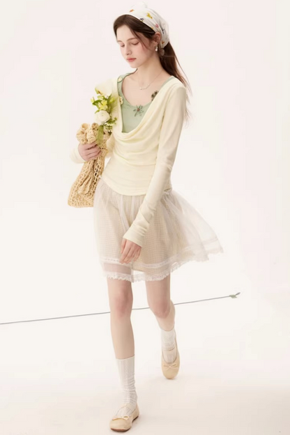 Faux Floral Knitted Top