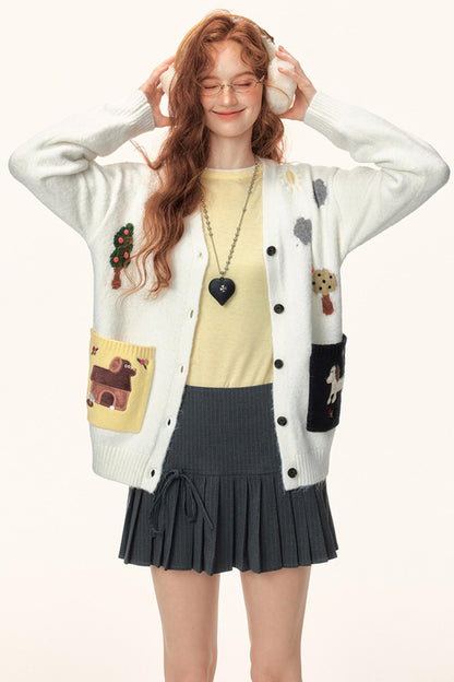 Jacquard V-Neck Cardigan Sweater