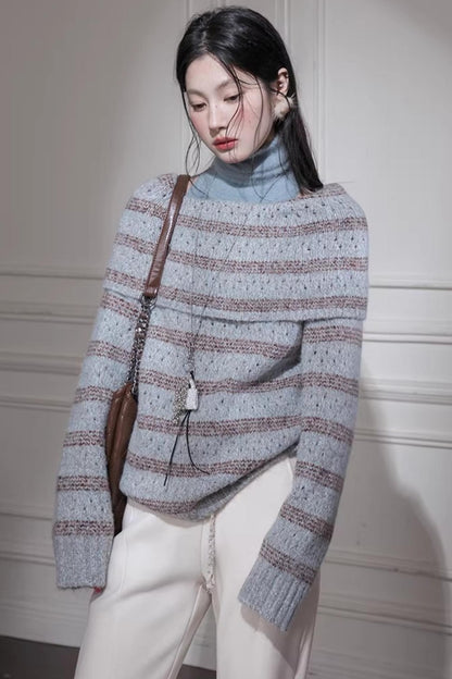 Off-Shoulder Wool Knit Vest Set