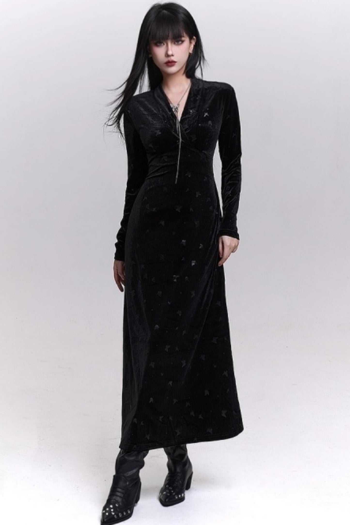 Black Velvet Butterfly Dress