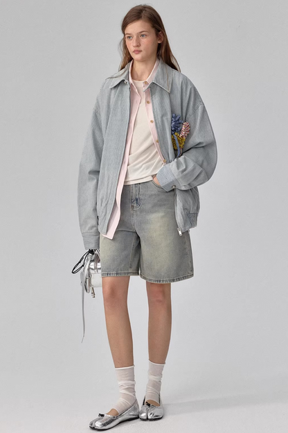 Spring Story Striped Denim Jacket Set-Up