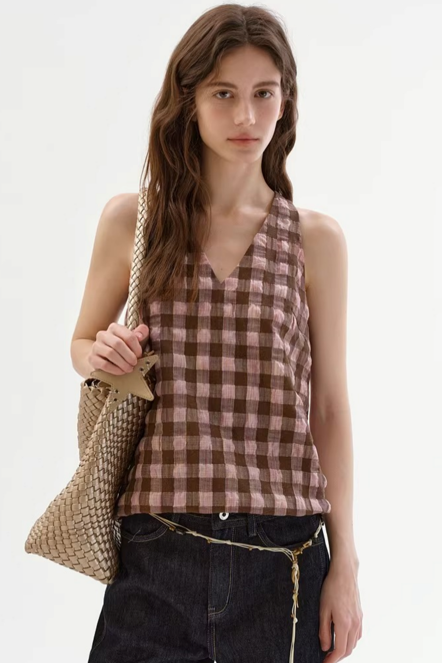 Retro Halter Patterned Blouse