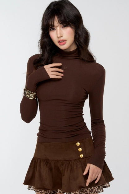 Suede Leopard Pleated Skirt