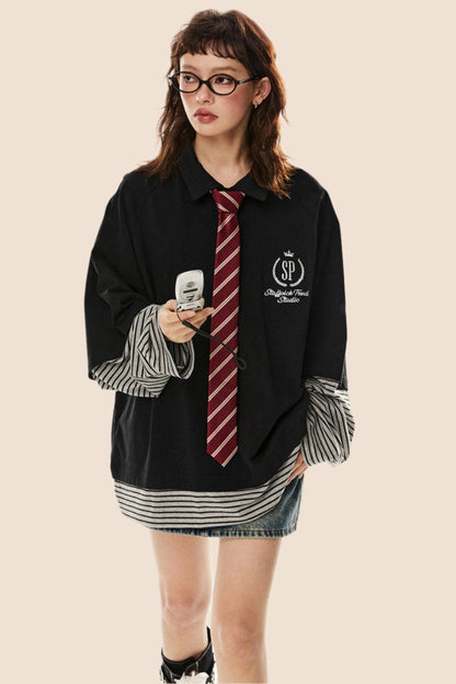 Vintage Fake Two-Piece Polo Top