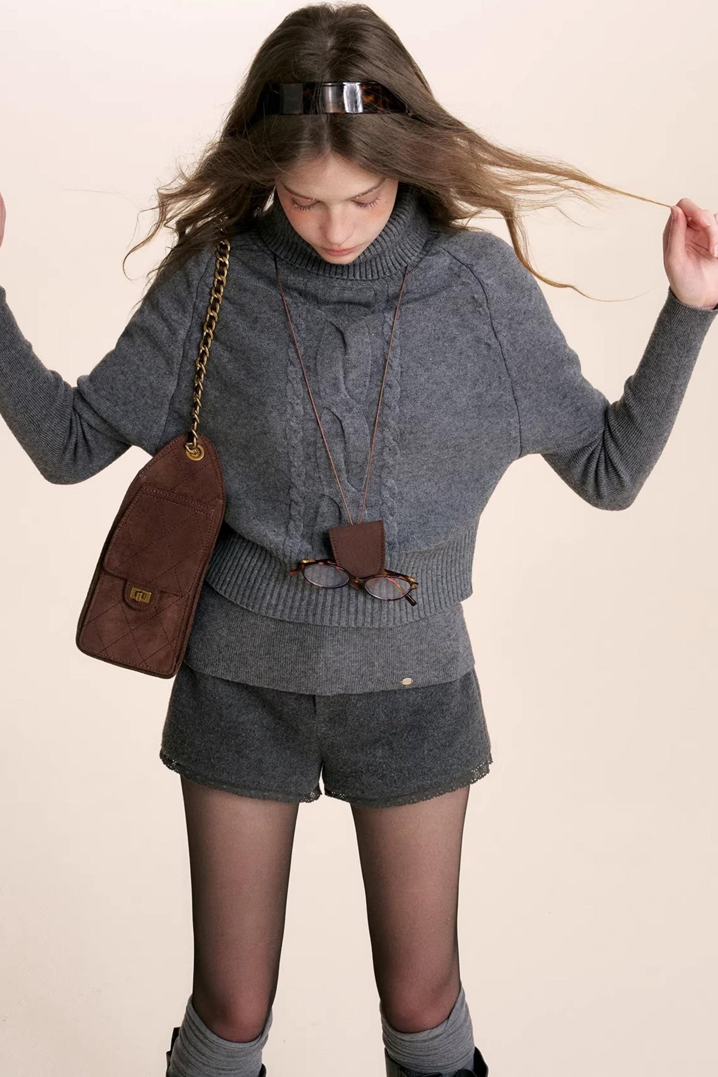 Winter Knit Turtleneck Sweater Set-Up