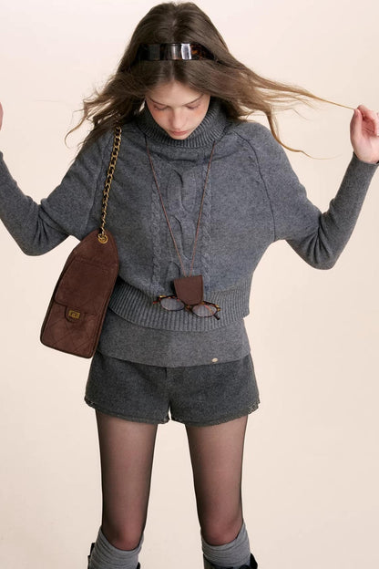 Winter Knit Turtleneck Sweater Set-Up