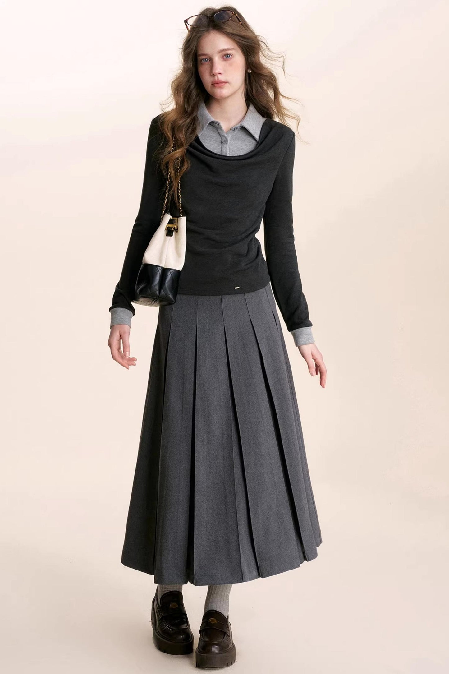 Plaid Patchwork Woolen Skirt