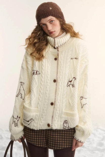 First Snow Embroidered Knit Jacket