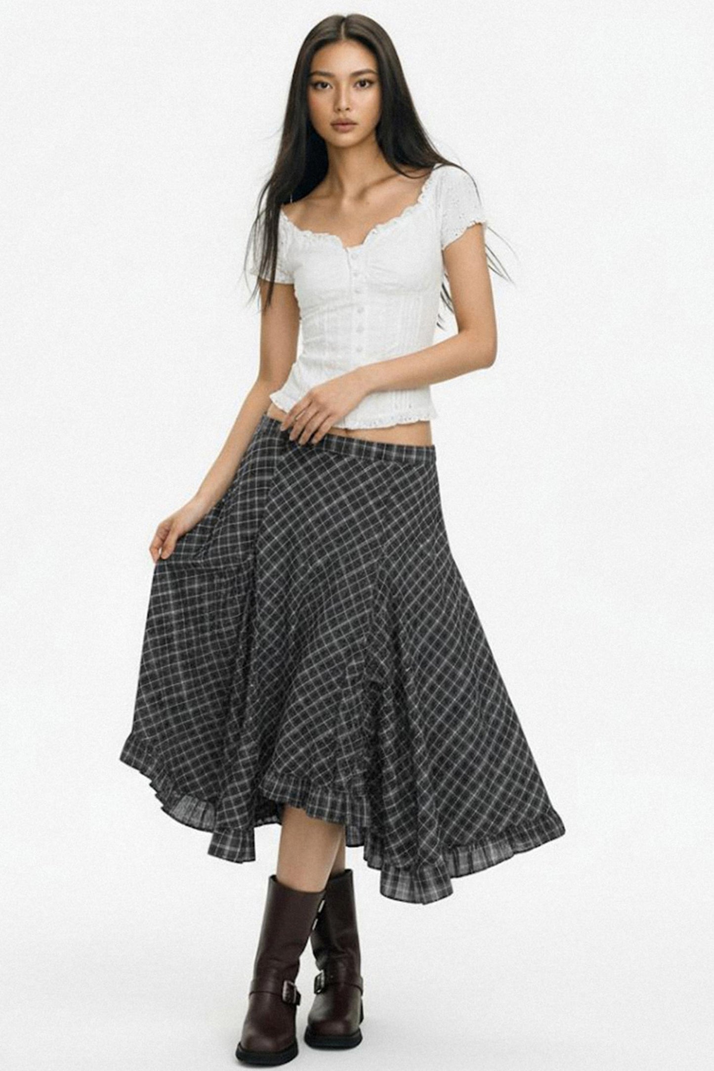Vintage Check A-Line Skirt